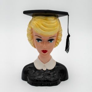 Vintage 1994 Enesco Barbie Head Vase Blonde Graduation